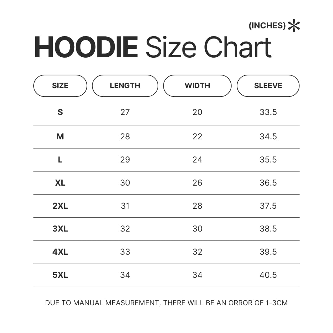 Hoodie Size Chart - Yeat UK Merch