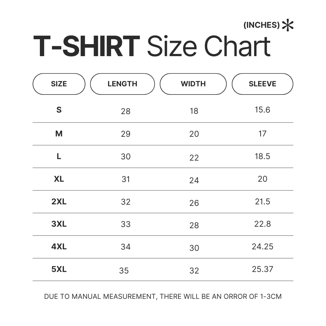 T shirt Size Chart - Yeat UK Merch