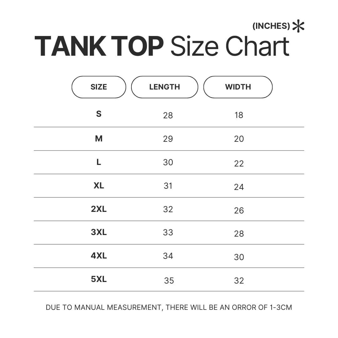 Tank Top Size Chart - Yeat UK Merch