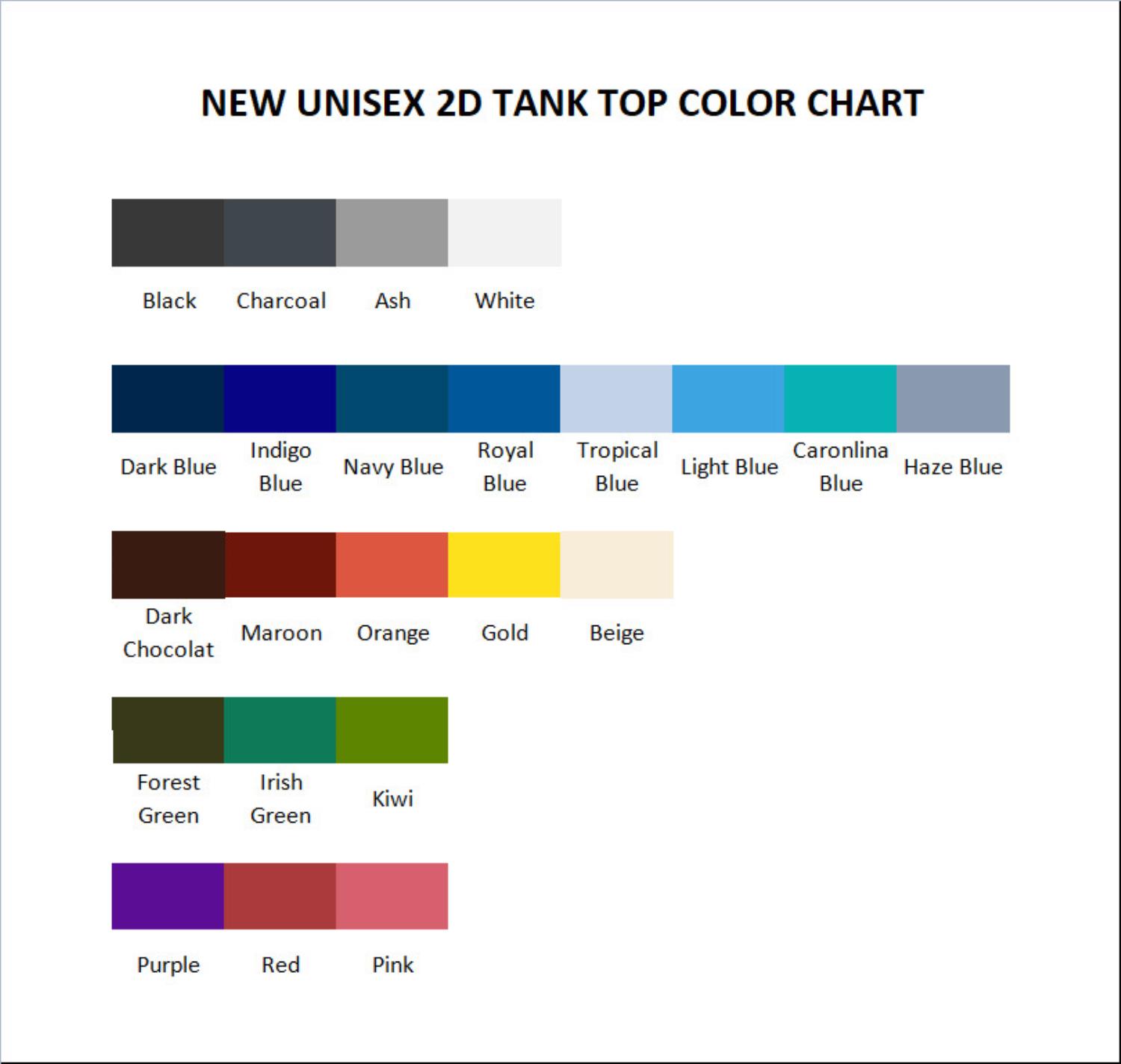 tank top color chart - Yeat UK Merch