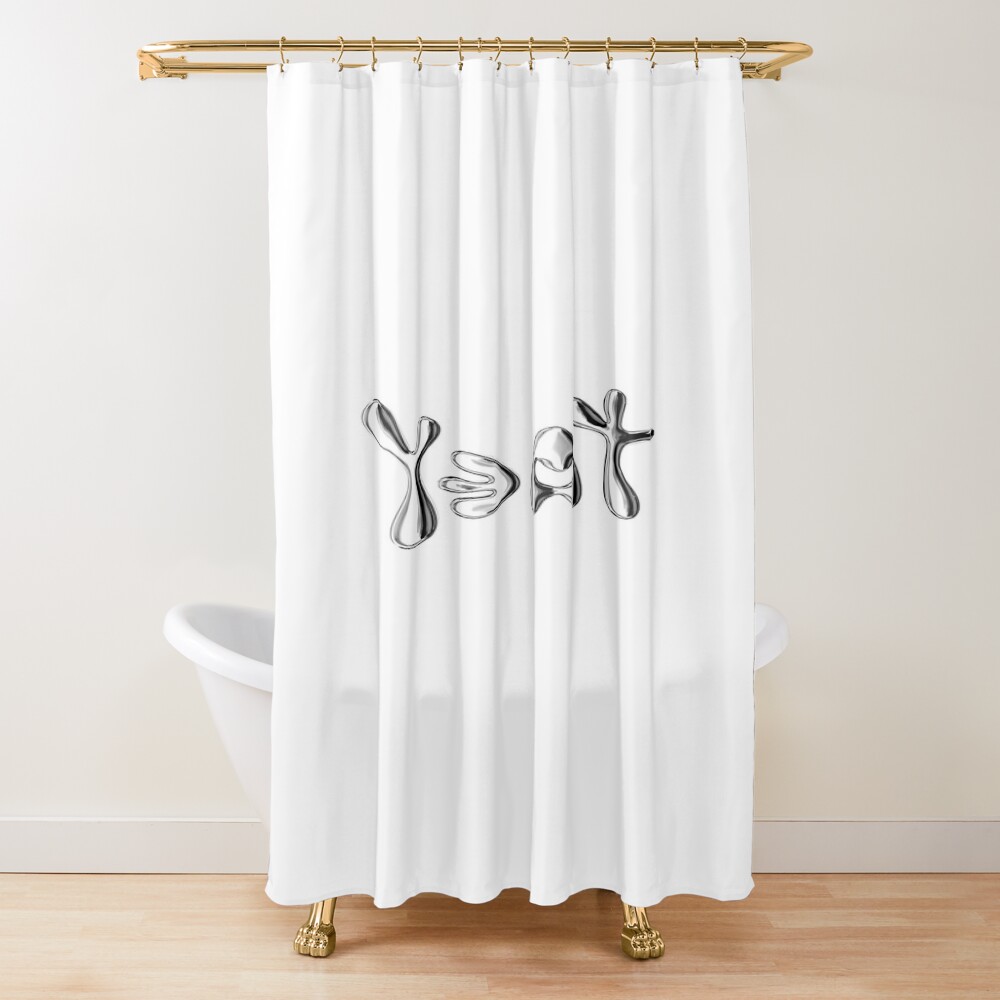 Yeat Metallic Text Shower Curtain